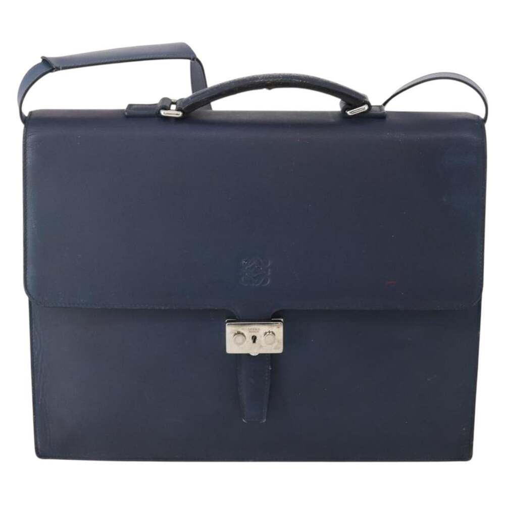 Loewe Anagram Leather Business Bag Navy